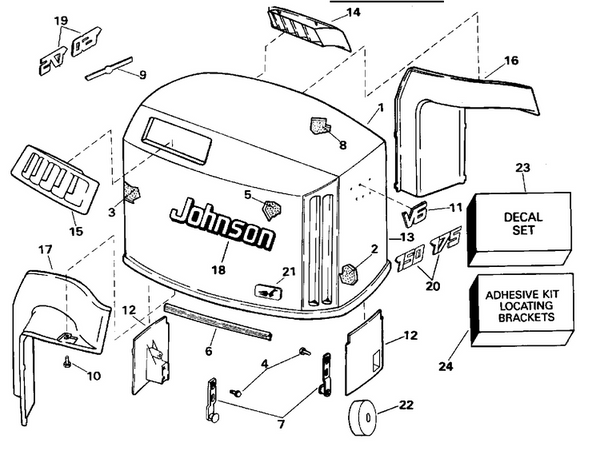 EVINRUDE-JOHNSON 437834 Engine Cover Assy.