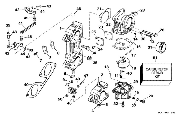 EVINRUDE-JOHNSON 5001044 Carburetor Assy., Lower