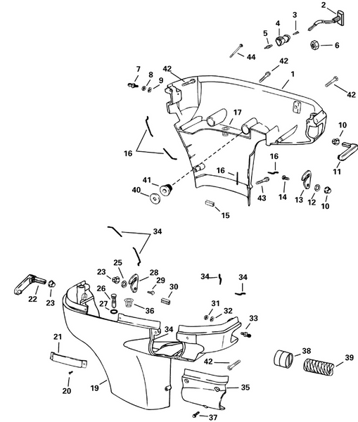 EVINRUDE-JOHNSON 5004970 Cover Assy, Lower - Stbd | (Blue, Pre-Painted.)