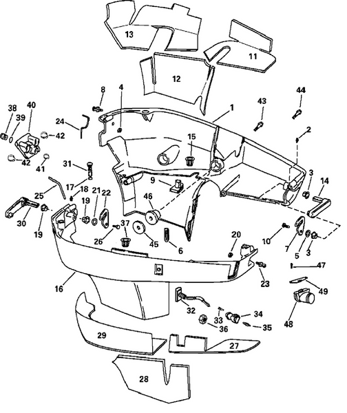 EVINRUDE-JOHNSON 5004998 Cover, Lower Assy-Stbd | (White - Engine Cover.)
