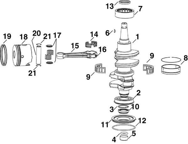EVINRUDE-JOHNSON 5005189 Crankshaft & Bearing Assembly