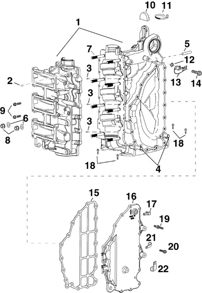 EVINRUDE-JOHNSON 5007398 Cylinder/Crankcase Assembly