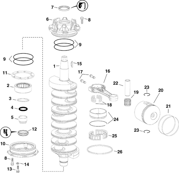EVINRUDE-JOHNSON 5007610 Crankshaft Assembly | 3.4 L Models