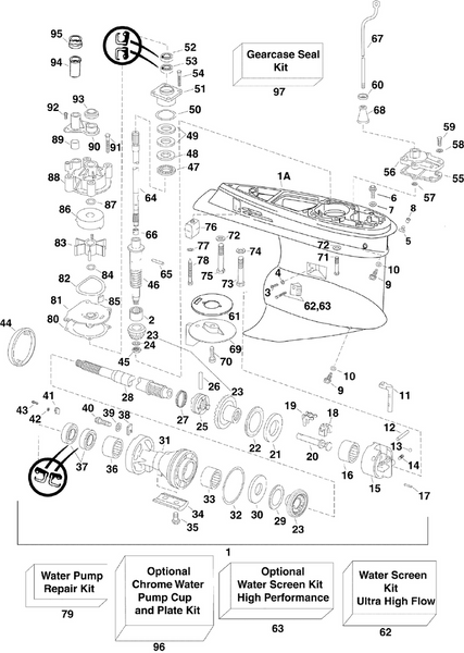 EVINRUDE-JOHNSON 5009259 Gearcase Assembly, Complete | Painted White