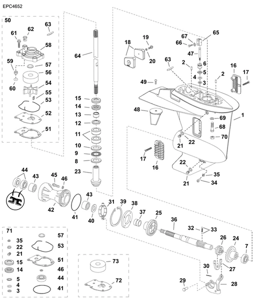 EVINRUDE-JOHNSON 5009356 Gearcase Assembly, Complete | Less Driveshaft