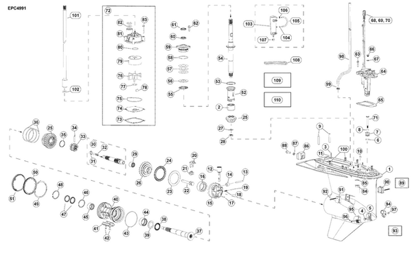 EVINRUDE-JOHNSON 5010871 Gearcase Assembly, Complete | Less Shift Actuator & Upper Driveshaft.
