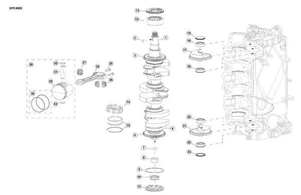 EVINRUDE-JOHNSON 5010966 Crankshaft & Gear Assembly
