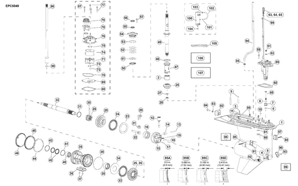 EVINRUDE-JOHNSON 5011638 Gearcase Assembly, Complete, Idock Only | Less Shift Actuator & Upper Driveshaft.