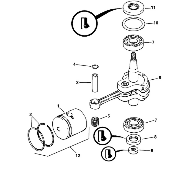 EVINRUDE-JOHNSON 5032489 Piston & Ring Set, 0.25Mm O.S.
