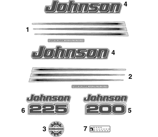 EVINRUDE-JOHNSON 5035184 Decal, "Johnson" - Port,Stbd | Included With "Engine Cover Assy"