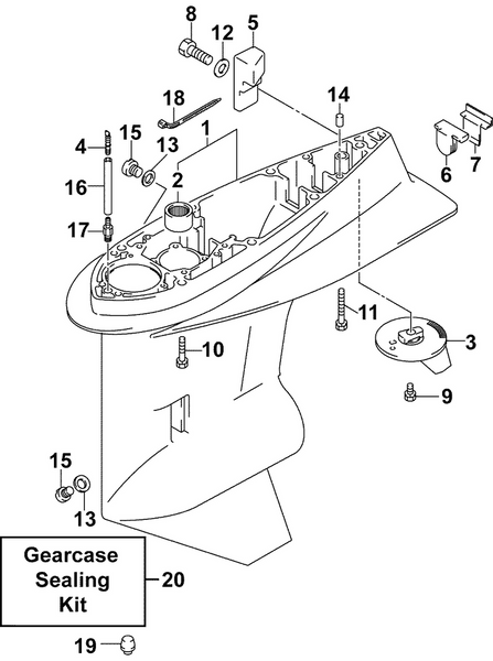 EVINRUDE-JOHNSON 5036141 Gearcase Assy, Complete-20 In.