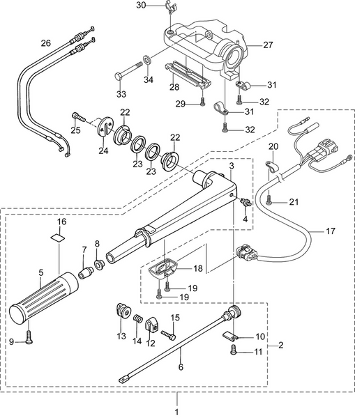 EVINRUDE-JOHNSON 5041456 Tiller Handle Assembly | Tpl, Tpx
