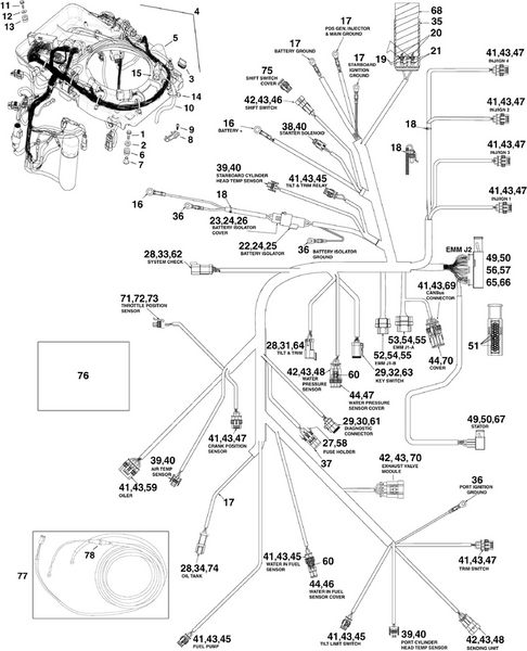 EVINRUDE-JOHNSON 586891 Base & Harness Assembly