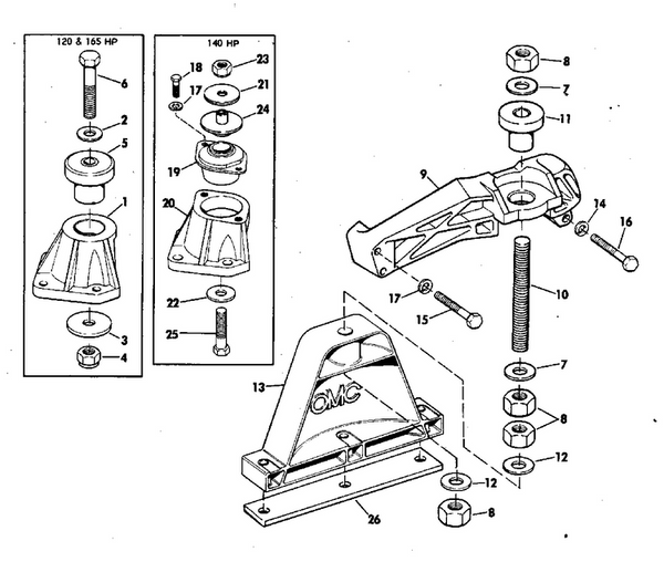 EVINRUDE-JOHNSON 908714 Bracket, Engine Front