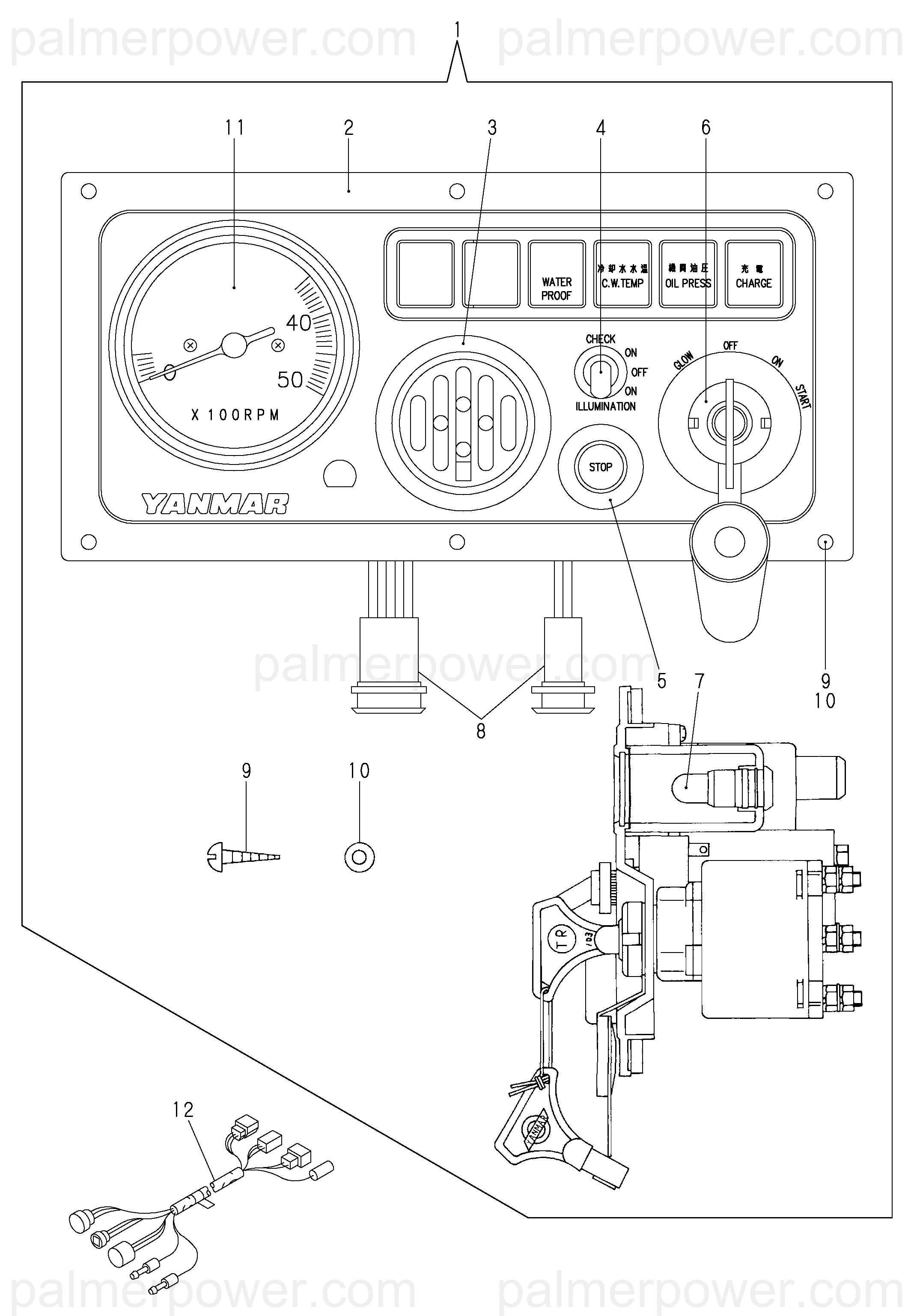 YANMAR 129574-77860 Harness, Wire B/12 | PalmerPower