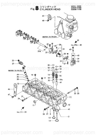 YANMAR 129550-11240 Shaft Rocker Arm | PalmerPower