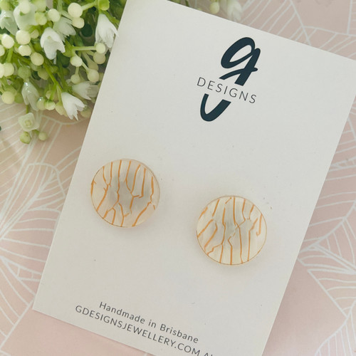 Last Pairs - MEGA Stud Earrings -  Acrylic - Circle - Tunnel White 