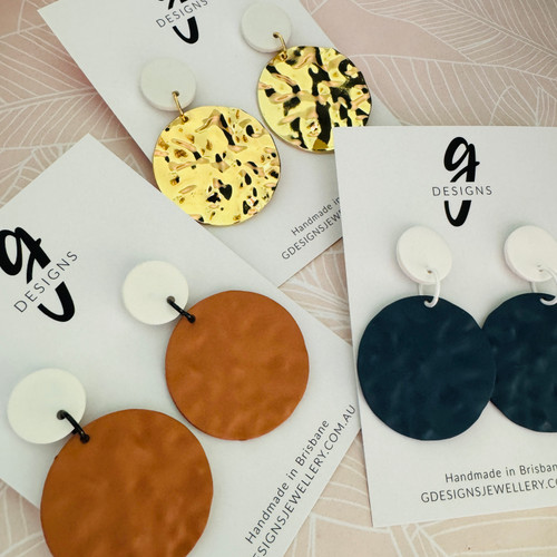 Statement Earrings - Rippled Metal - Circle - Your Choice