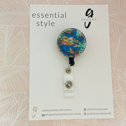 Retractable Badge Reel - Acrylic - 'WATERCOLOUR'