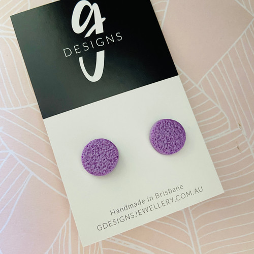 Last Pair - Stud Earrings - 'PURPLE POP' - Circle - Regular Size