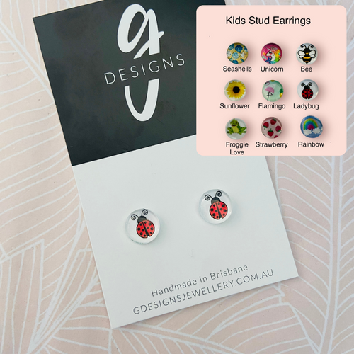 Mini Stud Earrings - Glass Dome - Girls/Kids - GIRLS -  Stud or Clipon - You Choose
