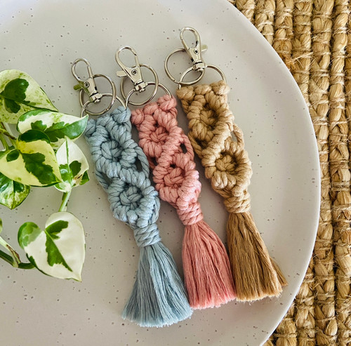 Keyring / Bag Tag - Macrame - Handmade - Woven - Boho - You Choose Colour