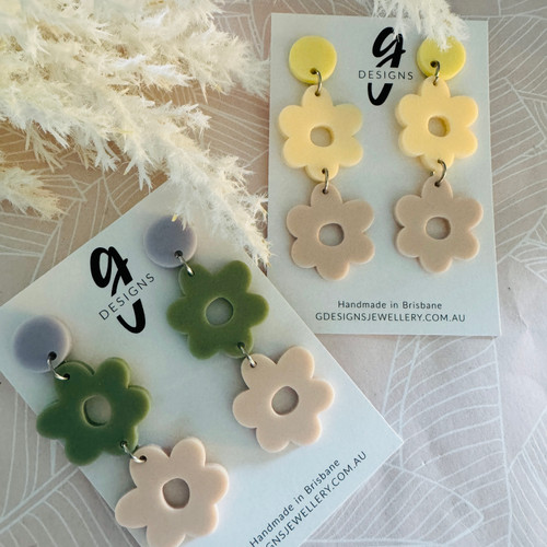 Statement Earrings - Acrylic - Pastel - DAISY DREAM DROPS - Triples - You Choose Colour