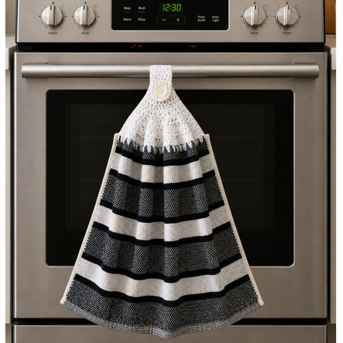 Hand Towel (with Crochet Top) - Navy Stripe (N1)