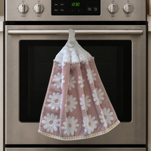 Hand Towel (with Crochet Top) - Pink Flowers (P1)