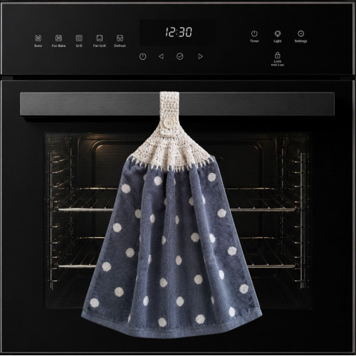 Hand Towel (with Crochet Top) - Blue & White Spot