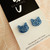 Stud Earrings - Acrylic - CAT GLITTER - Blue or Rose Gold