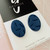 Stud Earrings - Navy - OVAL - Dashes