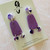 Last Pair - Statement Earrings - 'PURPLE POP' - Trapezium - Mini Dangles - Patterned Purple Stud Top