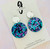 Statement Earrings - Acrylic -  Plain Circle - PEACOCK Glitter  - Your Choice of Stud Top