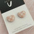 Stud Earrings - Clay - Heart Shape - GINGHAM - BLUSH PINK / WHITE - Glossy Resin