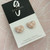 Stud Earrings - Clay - Heart Shape - GINGHAM - BLUSH PINK / WHITE - Glossy Resin
