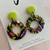 Statement Earrings - Polymer Clay -  Handmade - 'NEON BRIGHTS' - Hollow Circle  - Orange/Lime/Purple/White - Resin - Your Choice