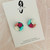 Mega Stud Earrings - Polymer Clay - Handmade - 'VINTAGE FLORAL - GREEN' - Circle  -  Mega Size - Dusty Pink/Rose/Mint /White