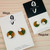 Mega Stud Earrings - Polymer Clay - 'KHAKI SANDS' - Circle  -  Chocolate Brown/Olive Green/Mustard /White  - Mega Size