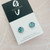 Last Pair - Stud Earrings - Bezel Set - Clay - Pastel Mint/Navy Marble - 10mm