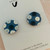 Last Pair - Mega Stud Earrings - Polymer Clay - 'SPOTTY BLUES - Navy/Smokey Blue/Pale Blue - Circle  - Mega Size