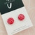 Last Pair - Stud Earrings - Clay - 'DASHES' - Red/White - 12mm Size