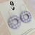 Last Pair - Statement Earrings - Hoop - Clay - GINGHAM - Hollow Circle - PURPLE/WHITE