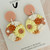 Statement Earrings - Polymer Clay - Handmade - 'TEXTURED FLORAL - Sunshine' - Burnt Orange/Lemon/White - You Choose