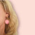 Statement Earrings - FLOWER DROPS - Gold Plated 'Huggies' Top - BRIGHT PINK /WHITE with GOLD