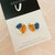 V2 - Stud Earrings - Polymer Clay - 'TEXTURED FLORAL - Sunshine Blues' - Smokey Blue/Peach/White - Regular Size