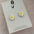 Mega Stud Earrings - Polymer Clay - 'TEXTURED FLORAL - DAISY' - White/Yellow - Mega Size