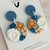 v2 - Statement Earrings - Polymer Clay - 'SUNSHINE BLUES' - Circle  -  Smokey Blue/Peach/Sand/White  - Smokey Blue Stud Top