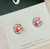 Stud Earrings - Glass Dome -  'SOFTBALL MUM'  - White/Red