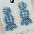 Statement Earrings - Polymer Clay - 'ALL ABOUT BLUE' - Trios  -  Gingham Spot Stripe - Smokey Blue / White  - Resin 